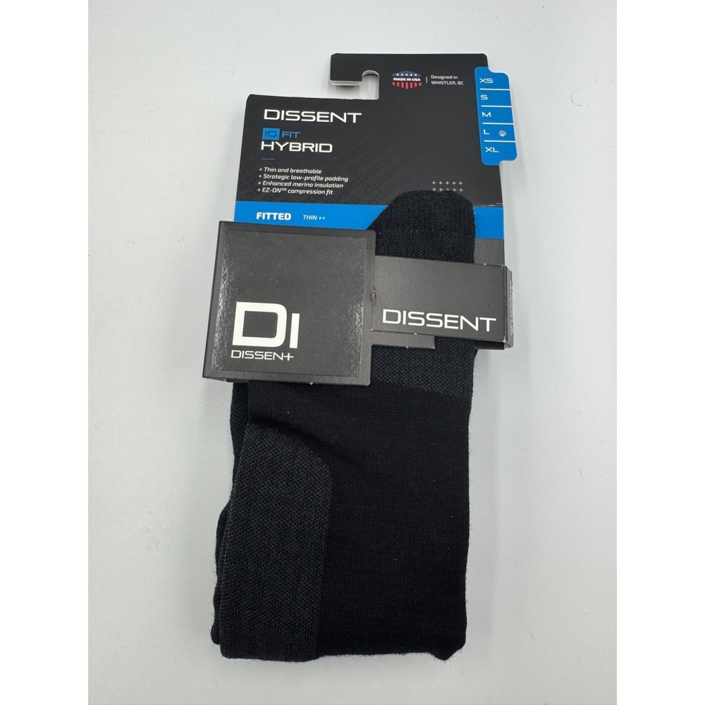 Dissent‎ IQ Fit Hybrid Thin Ski Socks Unisex L Black Merino Wool Performance NWT